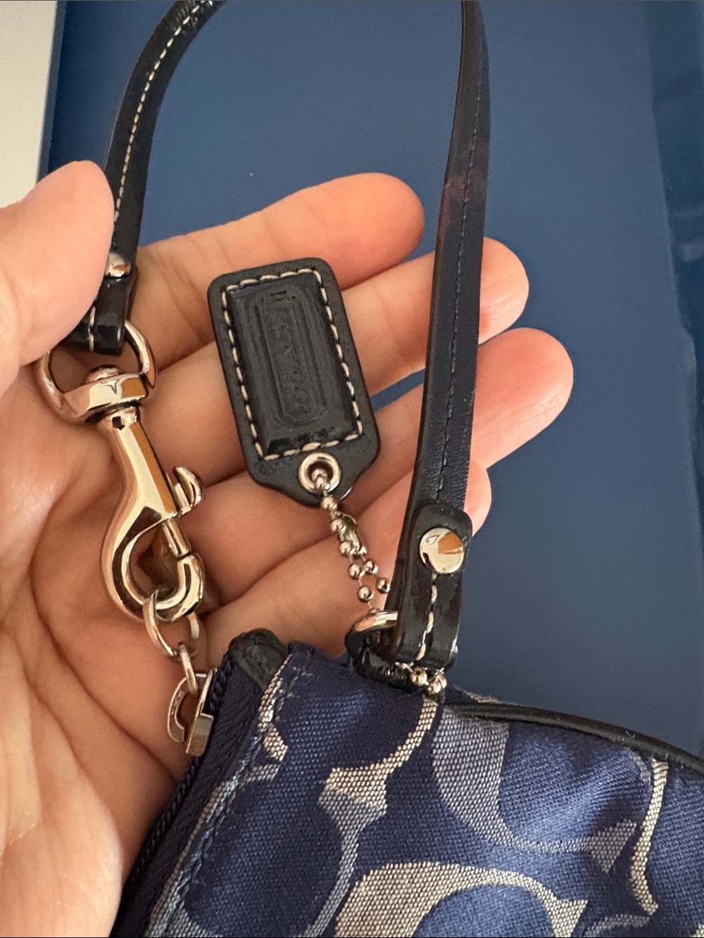 Coach Navy and Khaki Signature C Wristlet - Picture 5 of 10